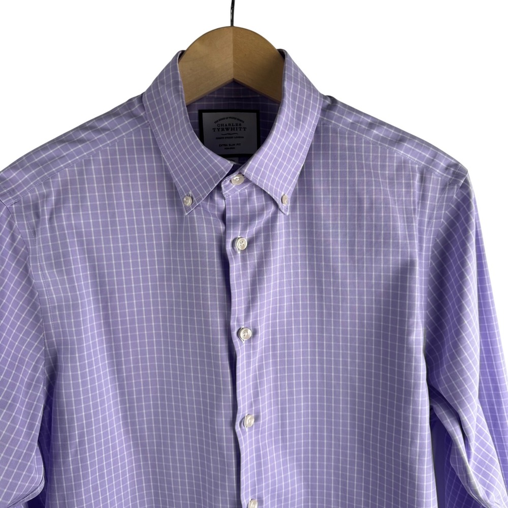 Charles Tyrwhitt Lavender check Dress Shirt Extra Slim Fit 16/33